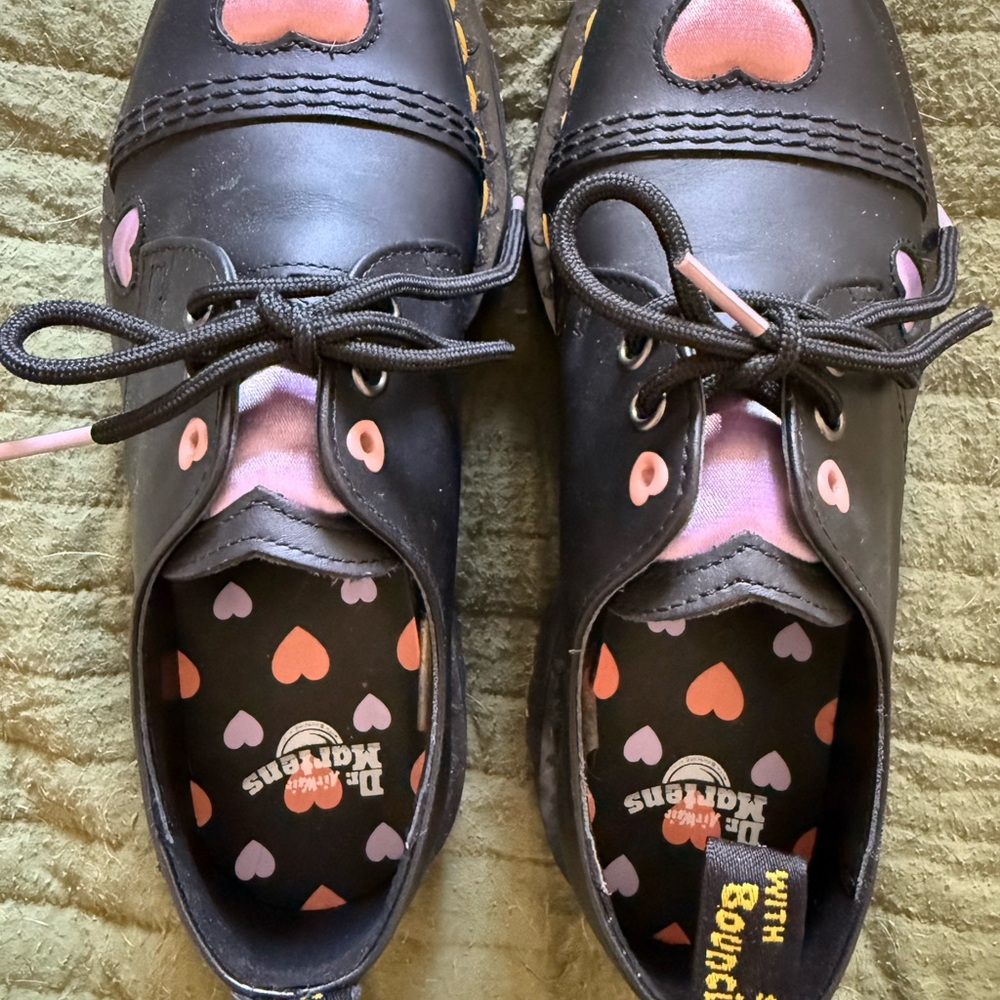 Dr. Martens Black and Pink Heart Sneakers